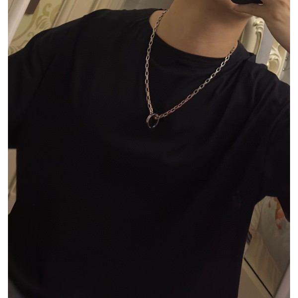 Louis Vuitton Rockabilly punk thai silver vintage silver necklace for couples with 60cm adjustable length