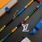 Louis Vuitton multi-element onyx thai silver style necklace couple's matching rock punk thai silver style