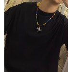 Louis Vuitton multi-element onyx thai silver style necklace couple's matching rock punk thai silver style
