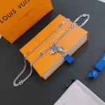 Louis Vuitton Rockabilly punk thai silver vintage silver necklace for couples with 60cm adjustable length