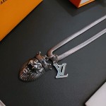 Louis Vuitton Rockabilly punk thai silver vintage silver necklace for couples with 60cm adjustable length