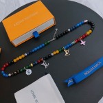 Louis Vuitton multi-element onyx thai silver style necklace couple's matching rock punk thai silver style