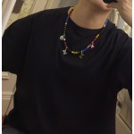 Louis Vuitton multi-element onyx thai silver style necklace couple's matching rock punk thai silver style