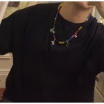 Louis Vuitton multi-element onyx thai silver style necklace couple's matching rock punk thai silver style