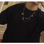 Louis Vuitton multi-element onyx thai silver style necklace couple's matching rock punk thai silver style