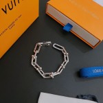 Louis Vuitton Cuban Chain Collection Vintage Silver Bracelet Couple's version 22cm20cm18cm changeable length