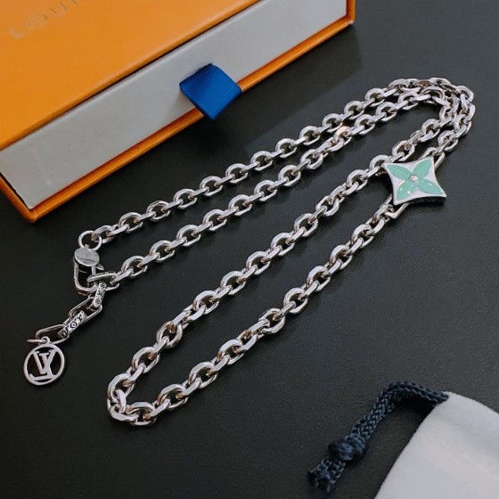 Louis Vuitton Rockabilly punk thai silver vintage silver necklace for couples with 60cm adjustable length