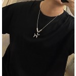 Louis Vuitton Rockabilly punk thai silver vintage silver necklace for couples with 60cm adjustable length
