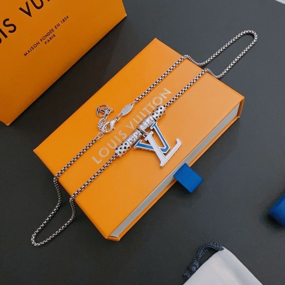 Louis Vuitton Rockabilly punk thai silver vintage silver necklace for couples with 60cm adjustable length