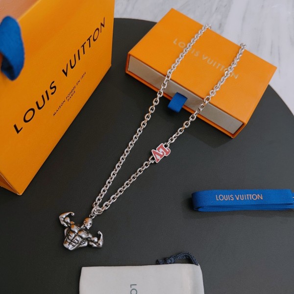 Louis Vuitton Rockabilly punk thai silver vintage silver necklace for couples with 60cm adjustable length