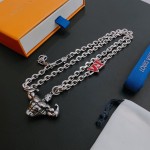 Louis Vuitton Rockabilly punk thai silver vintage silver necklace for couples with 60cm adjustable length