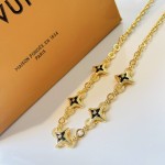 Louis Vuitton Full diamond four leaf clover five flower necklace in yellow gold