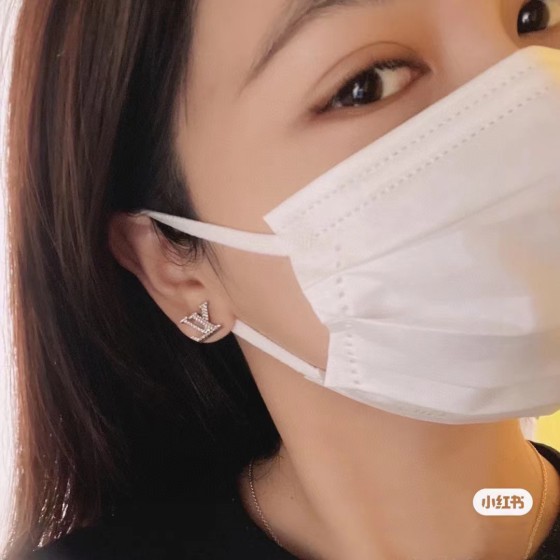 Louis Vuitton LV crystal diamond monogram stud earrings in S925 sterling silver pin