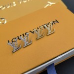Louis Vuitton LV crystal diamond monogram stud earrings in S925 sterling silver pin