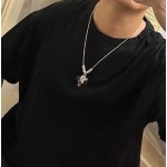 Louis Vuitton Rockabilly punk thai silver vintage silver necklace for couples with 60cm adjustable length