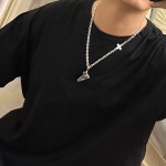 Louis Vuitton Rockabilly punk thai silver vintage silver necklace for couples with 60cm adjustable length