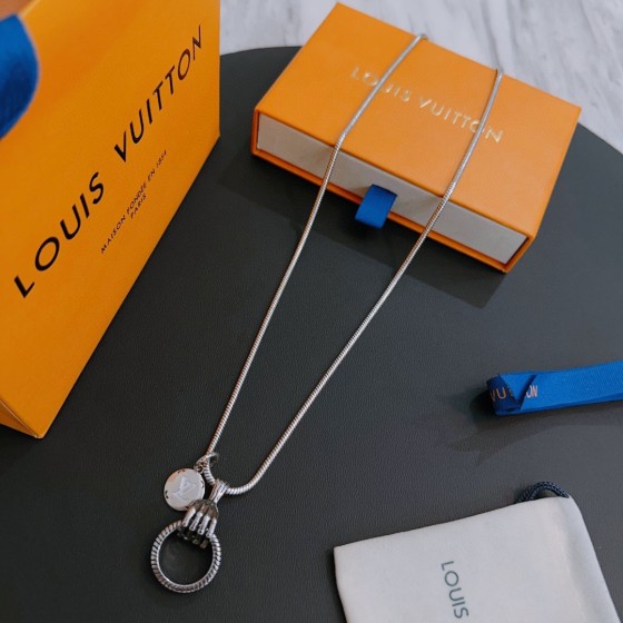 Louis Vuitton Rockabilly punk thai silver vintage silver necklace for couples with 60cm adjustable length