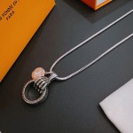 Louis Vuitton Rockabilly punk thai silver vintage silver necklace for couples with 60cm adjustable length