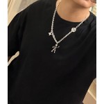 Louis Vuitton Rockabilly punk thai silver vintage silver necklace for couples with 60cm adjustable length