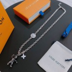 Louis Vuitton Rockabilly punk thai silver vintage silver necklace for couples with 60cm adjustable length