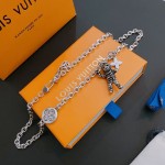 Louis Vuitton Rockabilly punk thai silver vintage silver necklace for couples with 60cm adjustable length