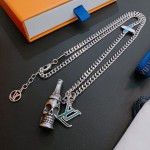 Louis Vuitton Rockabilly punk thai silver vintage silver necklace for couples with 60cm adjustable length