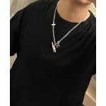 Louis Vuitton Rockabilly punk thai silver vintage silver necklace for couples with 60cm adjustable length