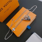 Louis Vuitton Rockabilly punk thai silver vintage silver necklace for couples with 60cm adjustable length