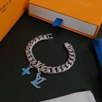 Louis Vuitton Cuban Chain Collection Vintage Silver Bracelet Couple's version 22cm20cm18cm changeable length