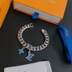 Louis Vuitton Cuban Chain Collection Vintage Silver Bracelet Couple's version 22cm20cm18cm changeable length
