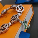 Louis Vuitton Cuban Chain Collection Vintage Silver Bracelet Couple's version 22cm20cm18cm changeable length