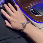 Louis Vuitton Cuban Chain Collection Vintage Silver Bracelet Couple's version 22cm20cm18cm changeable length