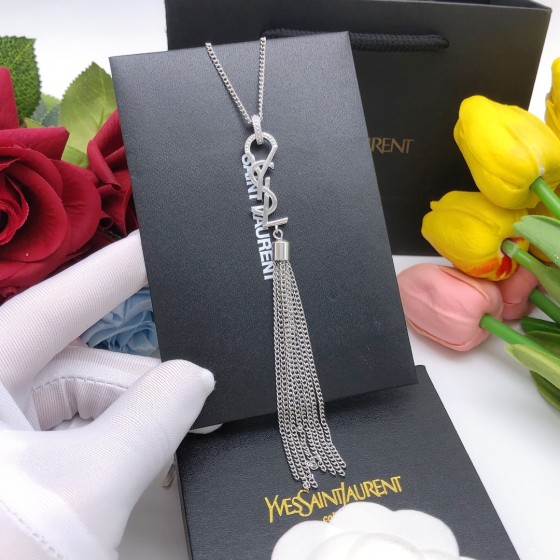 Saint Laurent YSL monogrammed tassel necklace