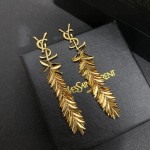Saint Laurent YSL monogrammed leaf dangle earrings