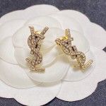 Saint Laurent YSL stud earrings with full diamonds