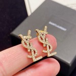 Saint Laurent YSL stud earrings with full diamonds