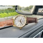 Tissot sapphire glass mirror 316 steel original double button butterfly buckle/genuine leather belt