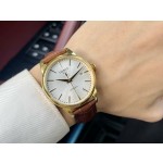 Tissot sapphire glass mirror 316 steel original double button butterfly buckle/genuine leather belt