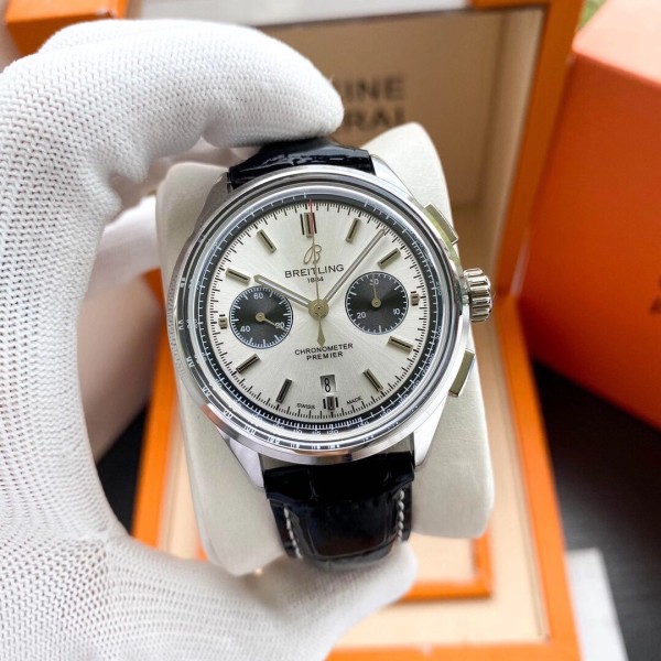 Breitling-Premier B01 Chronograph screw-in steel, transparent sapphire