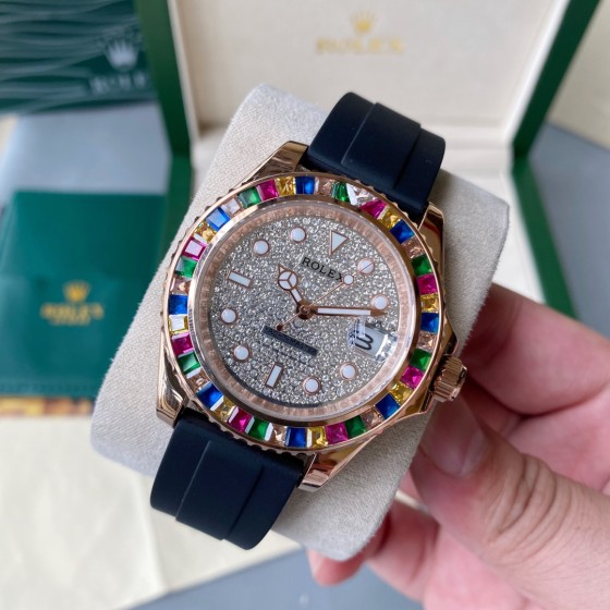 Rolex Yacht-Master inlaid with colored gemstones