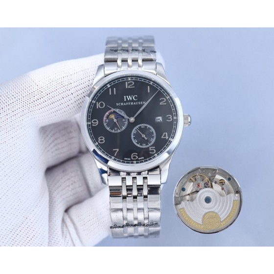 IWC- Fine men's watches Fully automatic mechanical movement, top 316 steel case and strap