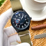IWC- nylon canvas strap universal pilot automatic mechanical vintage racing themed chronograph