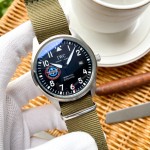 IWC- nylon canvas strap universal pilot automatic mechanical vintage racing themed chronograph