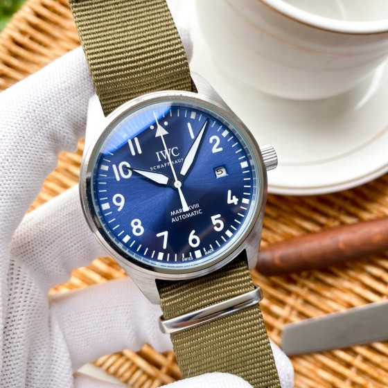 IWC- nylon canvas strap universal pilot automatic mechanical vintage racing themed chronograph