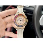 Audemars Piguet set with 32 baguette-cut sapphires in "rainbow colors"