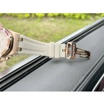 Audemars Piguet set with 32 baguette-cut sapphires in "rainbow colors"