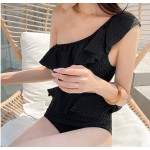 Chanel Ruffle Irregular One Piece Swimsuit Bikini