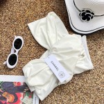 香奈儿荷叶边不规则连体泳衣比基尼