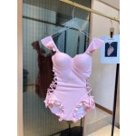 miumiu缪缪公主风连体泳衣  超嗲芭比粉