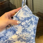 迪奥吊带聚拢连体泳衣